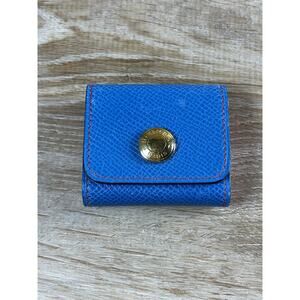 Authenticated Hermes Turquoise Blue Leather Sticky Post It Note Holder As Is